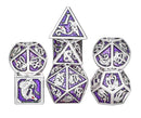 Solid Metal Dragon Dice Silver & Amethyst