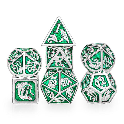 Emerald Dragon Scale Metal Dice