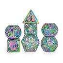 Hollow Metal Dragon Dice Rainbow w/ White Enamel