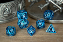 Blue with White Enamel Hollow Metal Dragon Dice
