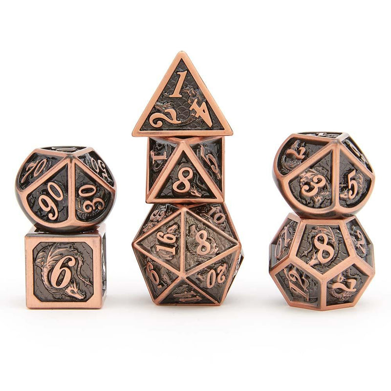 Classic ancient copper dragon scale metal dice