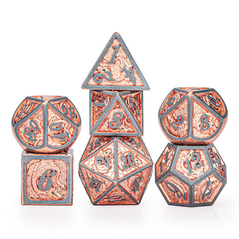 Rose Gold Dragon Scale Metal Dice
