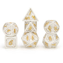 Solid Metal Dragon Dice Matte Silver & Matte Gold