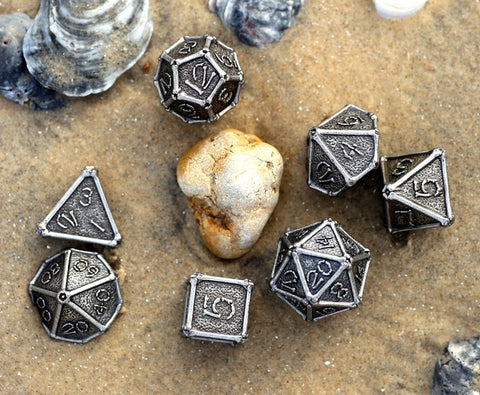 Bone Collector Solid Metal Dice Set - Ancient Silver