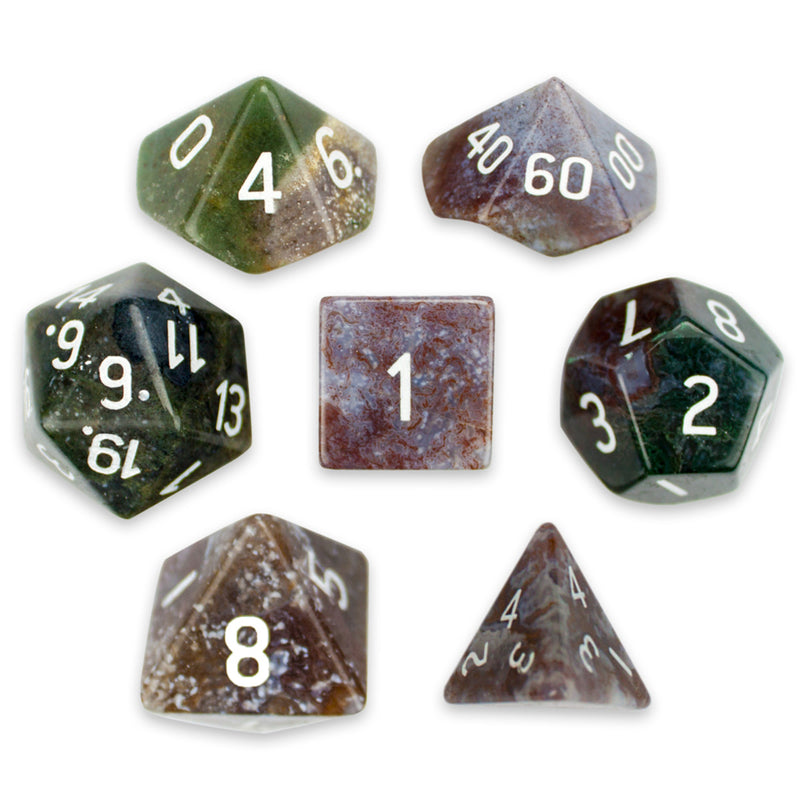 Handmade Stone Polyhedral Dice, Indian Agate