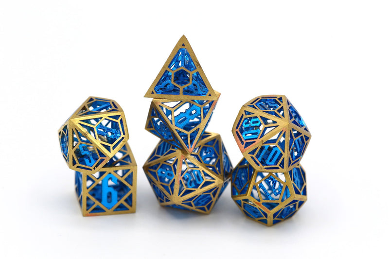 Gold with Royal Blue dragon dice