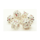 Hollow Dragon Polyhedral Dice Set Filled With Gems - Silver