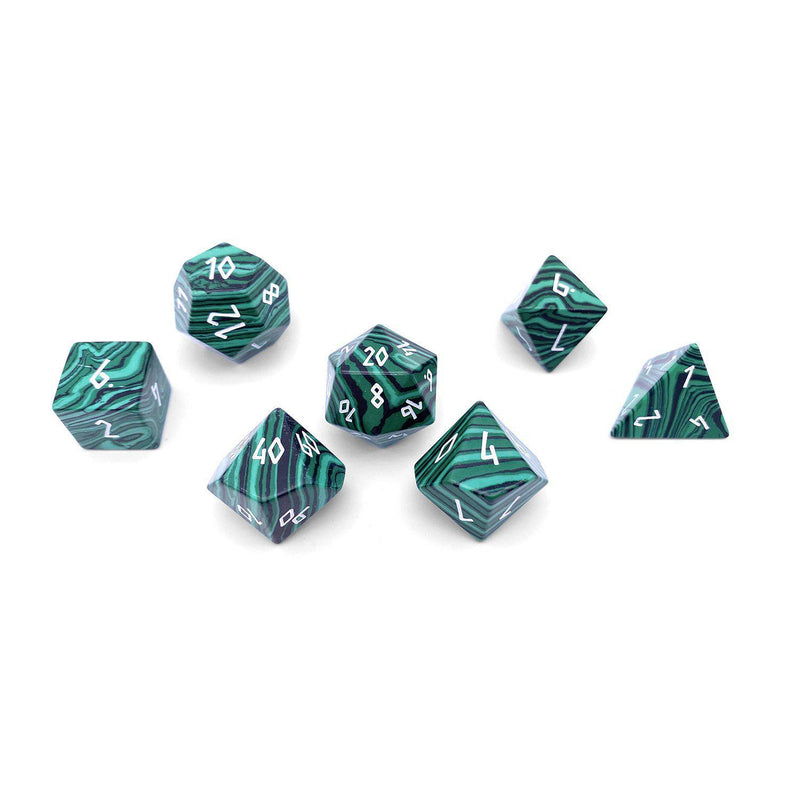 Dice Gemstone 7 RPG Set, Malachite