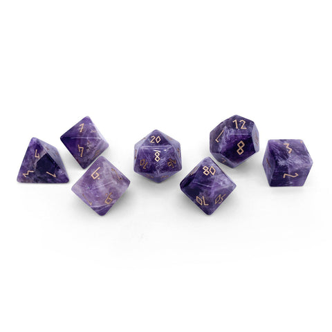 Dice Gemstone 7 RPG Set, Amethyst