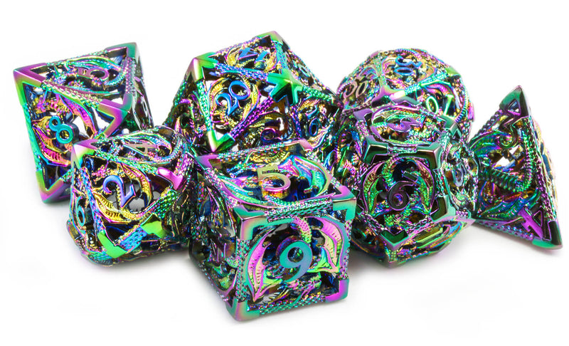 Hollow dragon Dice filled with gems - Rainbow
