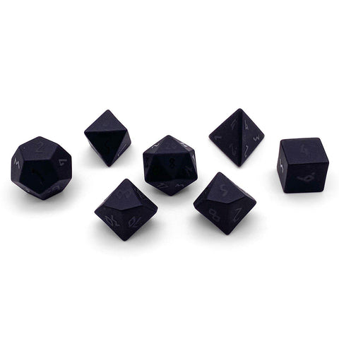 Dice Gemstone 7 RPG Set, Black Obsidian