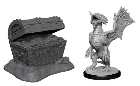 D&D Nolzur's Marvelous Miniatures: Bronze Dragon Wyrmling & Pile of Sea Found Treasure