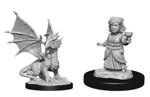 D&D Nolzur's Marvelous Miniatures: Silver Dragon Wyrmling & Halfling Dragon Friend