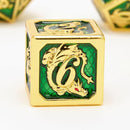 Gold Emerald Dragon Scale Metal Dice