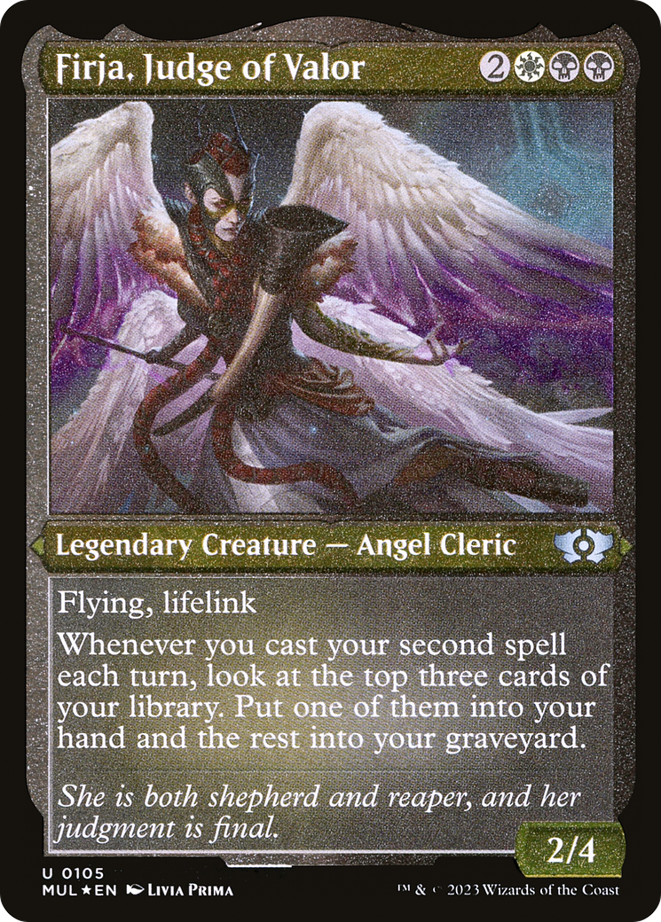 mtg kamigawa neon dynasty expensive cards Firja, Judge of Valor (Foil Etched) [Multiverse Legends]