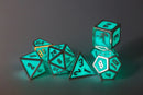 Solid Metal Dice (Draconis, Glow in the Dark Blue)
