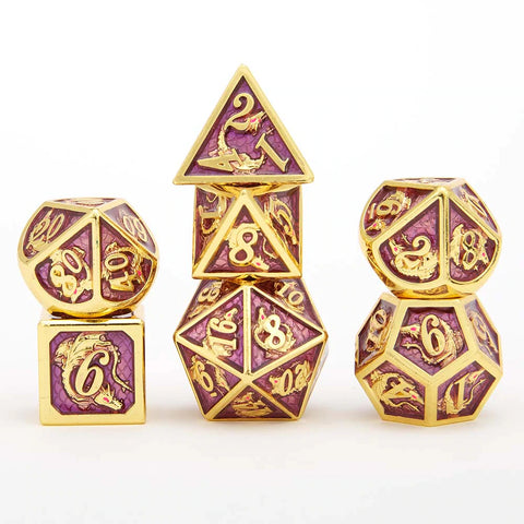Solid Metal Dice (Dragon, Gold w/ Purple)