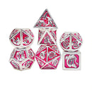 Solid Metal Dice (Dragon, Shiny Silver and Red w/ Black)