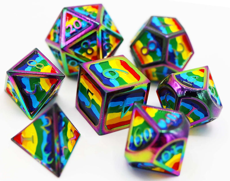 Rainbow Pride RPG Metal Dice Set